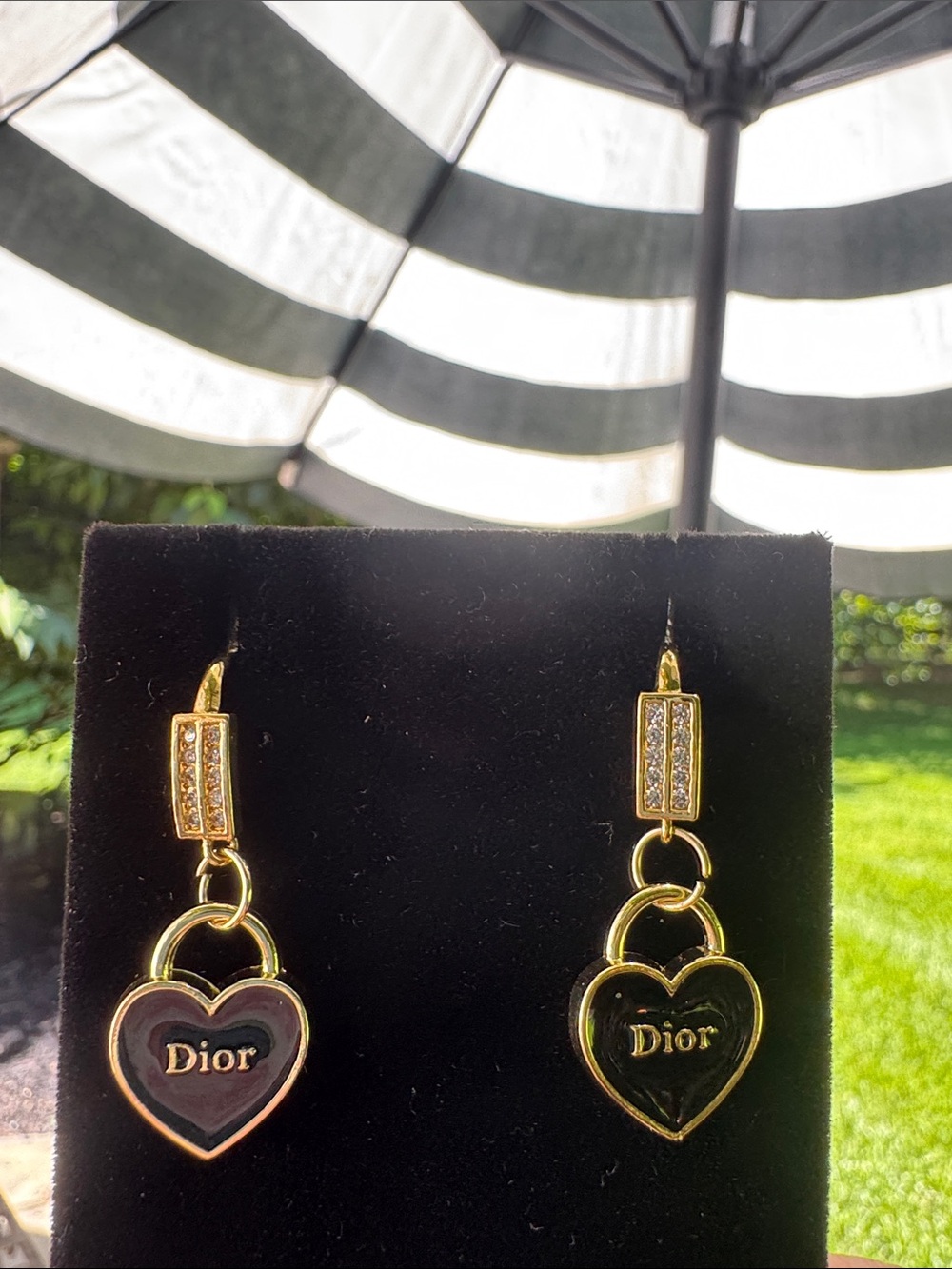 Earrings Heart Drop Earrings with Black and Pavé Crystal Accents